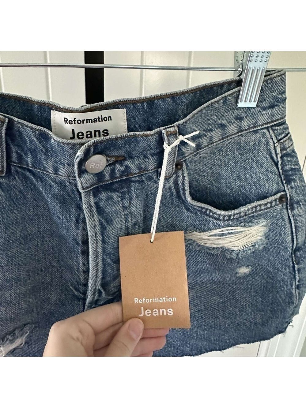 REFORMATION-Dixie High Rise Jean shorts- Colorado blue, size 25 NWT. - Picture 6 of 14